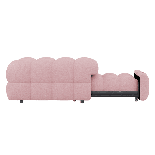 Sofá-cama 90x200 cm - 2 em 1, Puff, Cama individual, Tecido Teddy - Rosa