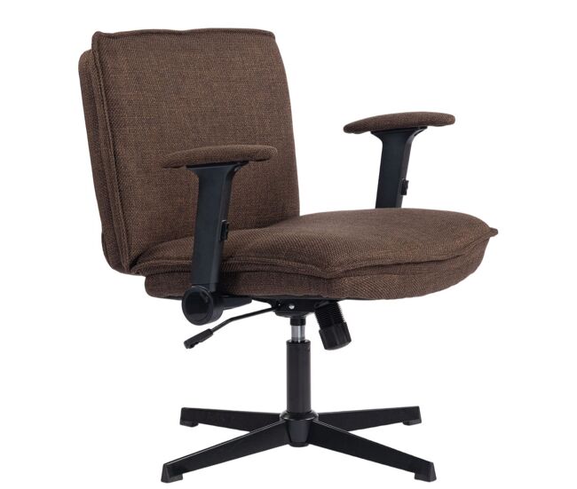 Homcom silla de oficina piernas cruzadas, silla de escritorio con reposabrazos abatible, asiento ancho de 63 cm, sin ruedas, altura ajustable,