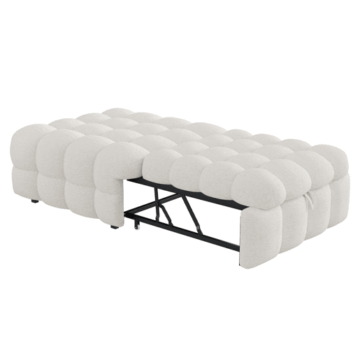 Sofá-cama 90x200 cm - 2 em 1, com apoio para os pés, sofá extensível, cama individual, tecido de veludo - Bege