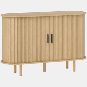 HOMCOM Aparador com Portas Tambor Deslizantes Design Moderno para Sala de Estar com 4 Compartimentos e Pés de Madeira 120x40x78 cm Carvalho