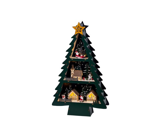 Adorno navideño lumineo madera 33 x 9 x 55 cm