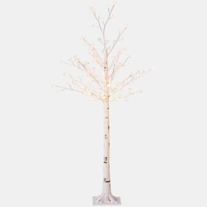 HOMCOM Árvore Cerejeira com 120 Luzes LED IP44 Banco Quente Árvore Decorativa com Flor de Cereja com Luz Ajustável em 3 Modos para Sala de Estar Festas Interiores 21x21x150 cm Branco
