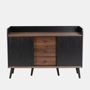 Aparador 117,5x40x80 cm - Três gavetas, design moderno em madeira - Preto