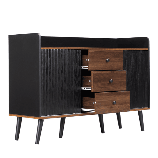 Aparador 117,5x40x80 cm - TrĂªs gavetas, design moderno em madeira - Preto Aparador 117,5x40x80 cm - TrĂªs gavetas, design moderno em madeira - Preto
