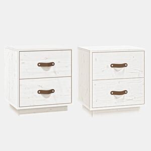 Lote de 2 Mesas De Cabeceira - Mesinhas De Cabeceira 40x34x45 cm pinho maciço branco