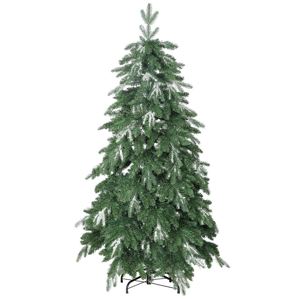 Homcom árbol de navidad artificial 150 cm, ramas realistas con efecto nieve, árbol de navidad con soporte de acero, base plegable, montaje rápido, decoración navideña para hogar, fiesta