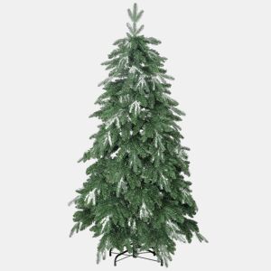 HOMCOM Árvore de Natal Artificial 150 cm Ramos Realistas com Efeito Neve Árvore de Natal com Suporte em Aço Base Dobrável Montagem Rápida Decoração de Natal para Casa Festa Verde