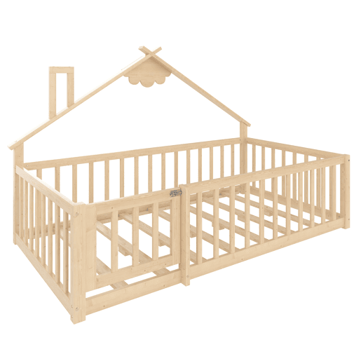 Cama infantil 90x190 cm - Barra de segurança, grade com fechadura - Natural Cama infantil 90x190 cm - Barra de segurança, grade com fechadura - Natural
