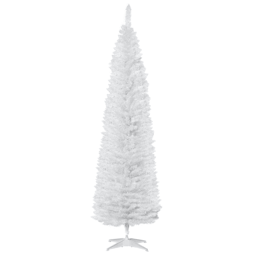 HOMCOM Árvore de Natal Artificial 210 cm Ignífugo com 499 Ramos de PVC Decoração de Natal para Interiores Fácil de Montar Branco