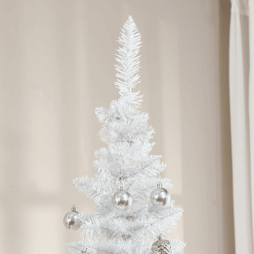 HOMCOM Árvore de Natal Artificial 210 cm Ignífugo com 499 Ramos de PVC Decoração de Natal para Interiores Fácil de Montar Branco