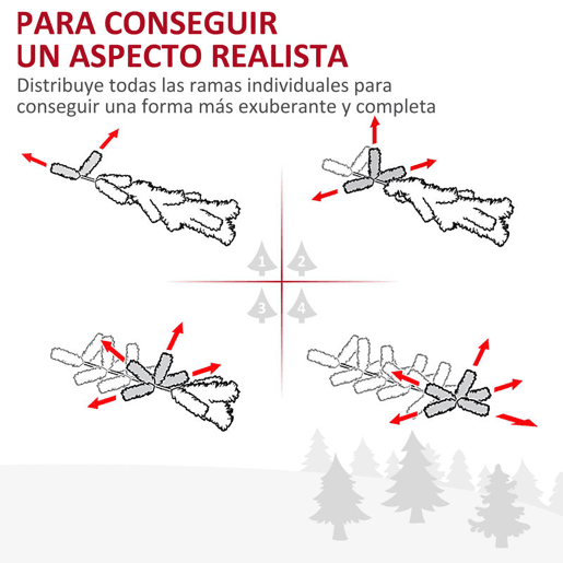 HOMCOM Árvore de Natal Artificial 210 cm Ignífugo com 499 Ramos de PVC Decoração de Natal para Interiores Fácil de Montar Branco
