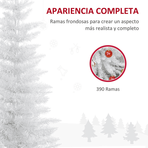 HOMCOM Árvore de Natal Artificial 210 cm Ignífugo com 499 Ramos de PVC Decoração de Natal para Interiores Fácil de Montar Branco