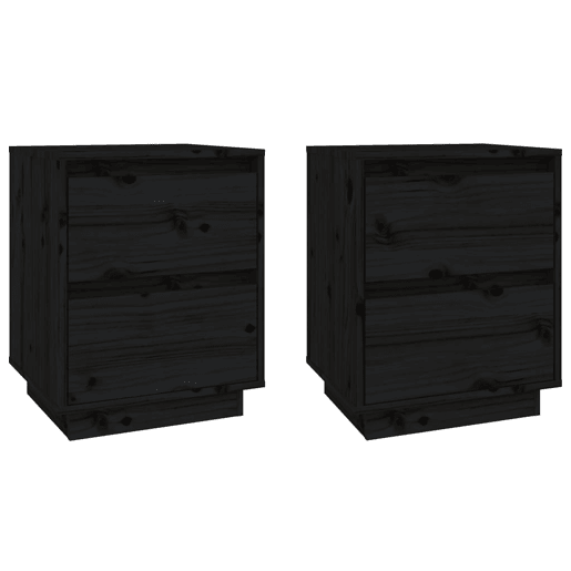 Lote de 2 Mesas De Cabeceira - Mesinhas De Cabeceira 40x35x50 cm pinho maciço preto