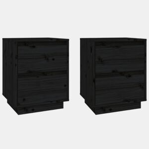 Lote de 2 Mesas De Cabeceira - Mesinhas De Cabeceira 40x35x50 cm pinho maciço preto