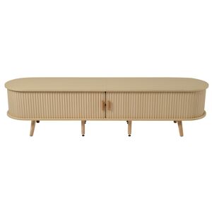 Móvel de TV 175x40x42 cm - Com arrumação, 2 gavetas, superfície redonda, madeira MDF - Cor madeira