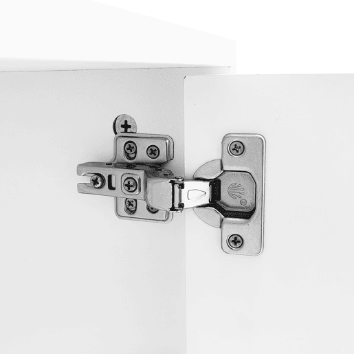 Móvel de TV 170 cm - Corpo branco com pés e puxadores dourados, 2 portas com ranhuras verticais e 2 com vidro curvo - Branco