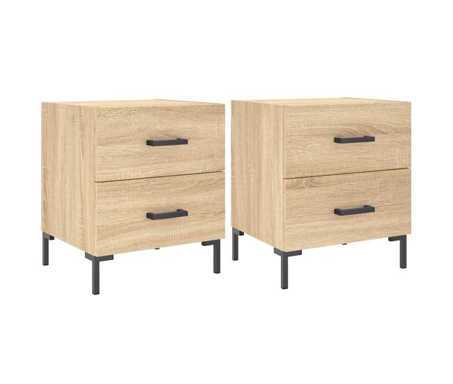 Juego de mesitas de noche mesillas de noche - madera ingeniería roble sonoma 40x35x47,5 cm