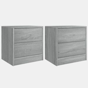 Lote de 2 Mesas De Cabeceira Mesinhas De Cabeceira - 40x30x40cm derivado madeira cinzento sonoma