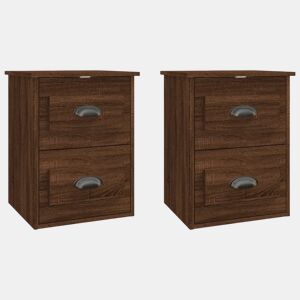 Lote de 2 Mesas De Cabeceira De Parede Mesinhas De Cabeceira - 41,5x36x53 cm carvalho castanho