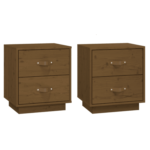 Lote de 2 Mesas De Cabeceira - Mesinhas De Cabeceira 40x34x45 cm pinho maciço castanho mel