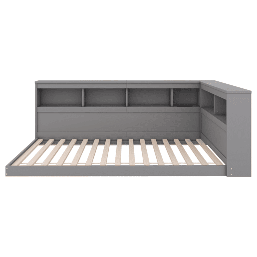 Cama de dia, 90x200 cm - Sofá-cama, com tomada e 2 portas USB, com estrado (sem colchão) - Cinza