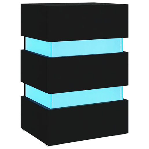 Mesa De Cabeceira - Mesinha De Cabeceira c luzes LED derivados de madeira preto