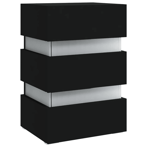 Mesa De Cabeceira - Mesinha De Cabeceira c luzes LED derivados de madeira preto