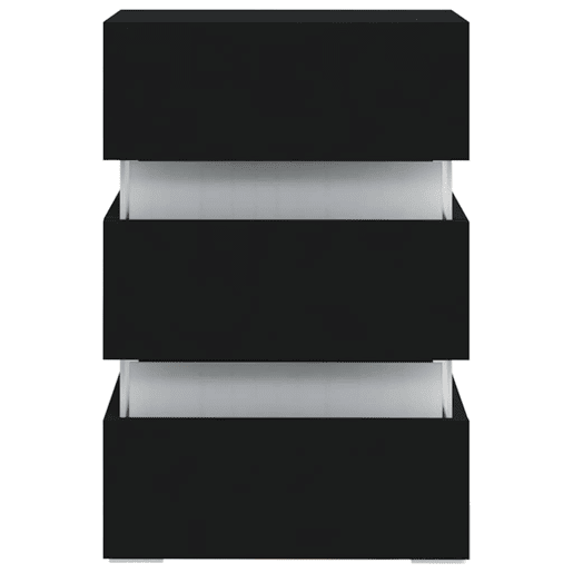 Mesa De Cabeceira - Mesinha De Cabeceira c luzes LED derivados de madeira preto