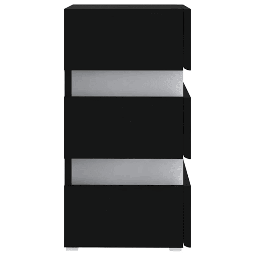 Mesa De Cabeceira - Mesinha De Cabeceira c luzes LED derivados de madeira preto