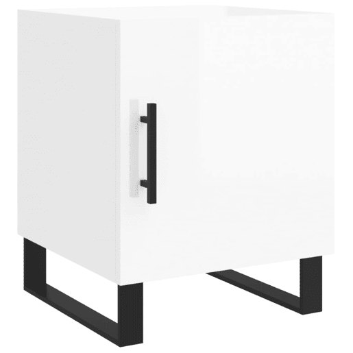 Lote de 2 Mesas De Cabeceira - Mesinhas De Cabeceira 40x40x50cm deriv. madeira branco brilhante