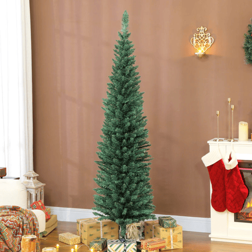 HOMCOM Árvore de Natal Slim 180 cm Árvore de Natal Artificial com 321 Ramos Suporte Metálico Fácil de Montar Decoração para Interior Casa Escritório Verde HOMCOM Árvore de Natal Slim 180 cm Árvore de Natal Artificial com 321 Ramos Suporte Metálico Fácil de Montar Decoração para Interior Casa Escritório Verde