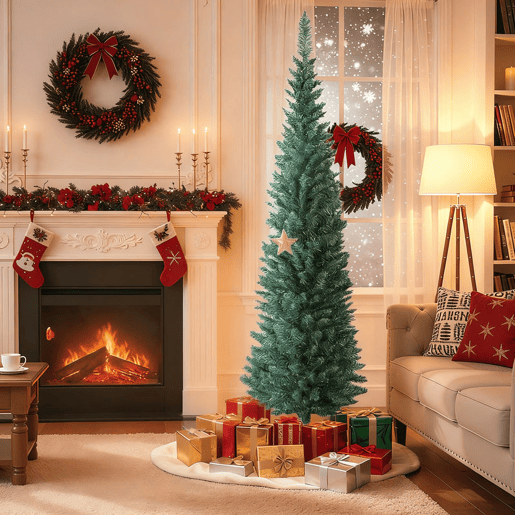 HOMCOM Árvore de Natal Slim 180 cm Árvore de Natal Artificial com 321 Ramos Suporte Metálico Fácil de Montar Decoração para Interior Casa Escritório Verde HOMCOM Árvore de Natal Slim 180 cm Árvore de Natal Artificial com 321 Ramos Suporte Metálico Fácil de Montar Decoração para Interior Casa Escritório Verde