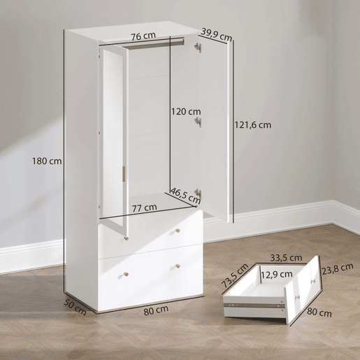 HOMCOM Móvel de TV Suspenso com Luzes LED Controlo Remoto Compartimentos Orifício Passa-Cabos para Televisão 55-60 Polegadas 140x40x30 cm Branco Brilhante