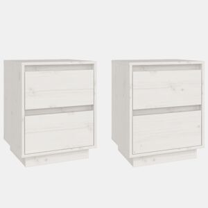 Lote de 2 Mesas De Cabeceira - Mesinhas De Cabeceira 40x35x50 cm pinho maciço branco