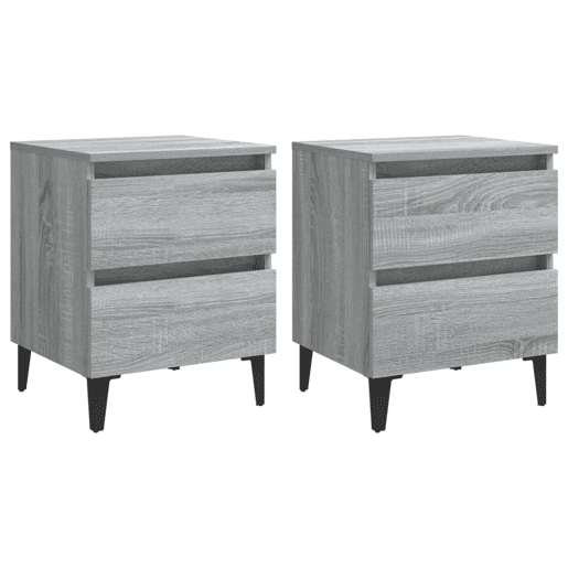 Lote de 2 Mesas De Cabeceira - Mesinhas De Cabeceira c pernas em metal 40x35x50cm sonoma cinza