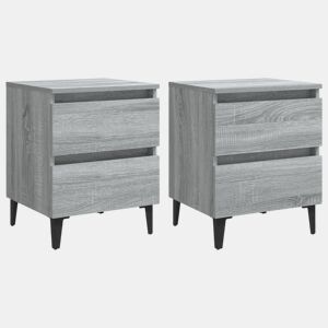 Lote de 2 Mesas De Cabeceira - Mesinhas De Cabeceira c pernas em metal 40x35x50cm sonoma cinza