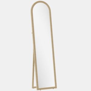 HOMCOM Espelho de Pé 160x40 cm com Moldura Efeito Pedra Espelho de Corpo Inteiro Retangular para Pendurar com Suporte 2 Formas de Utilização para Sala Entrada e Quarto Bege