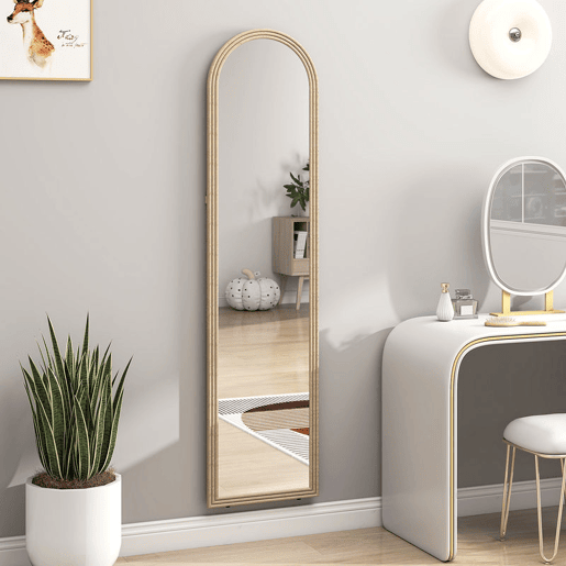 HOMCOM Espelho de Pé 160x40 cm com Moldura Efeito Pedra Espelho de Corpo Inteiro Retangular para Pendurar com Suporte 2 Formas de Utilização para Sala Entrada e Quarto Bege