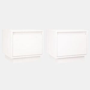 Lote de 2 Mesas De Cabeceira - Mesinhas De Cabeceira 35x34x32 cm pinho maciço branco