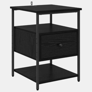 Mesa De Cabeceira - Mesinha De Cabeceira com gaveta Carvalho preto 40 x 42 x 56 cm