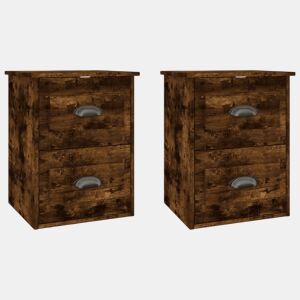 Lote de 2 Mesas De Cabeceira De Parede Mesinhas De Cabeceira - 41,5x36x53 cm carvalho fumado
