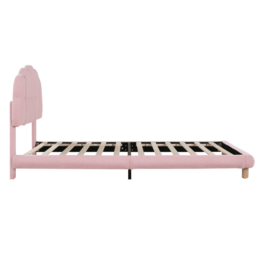 Cama individual 90x200 cm - Cama infantil, cama juvenil, cama estofada, com estrado de ripas de madeira - Rosa