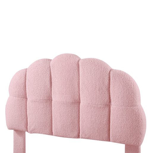 Cama individual 90x200 cm - Cama infantil, cama juvenil, cama estofada, com estrado de ripas de madeira - Rosa