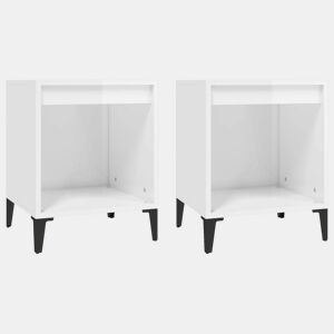Lote de 2 Mesas De Cabeceira - Mesinhas De Cabeceira 40x35x50 cm branco brilhante