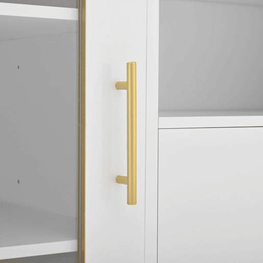 Aparador 150x40x75 cm - Frentes em vidro e vinoteca - Branco
