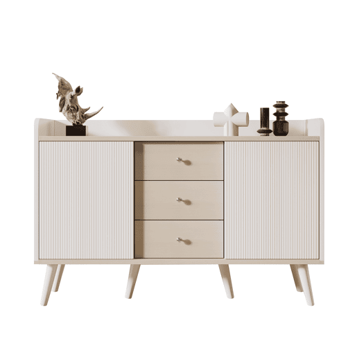 aparador 117,5 cm - Com três gavetas, elegante vetado, para quarto e sala - Branco