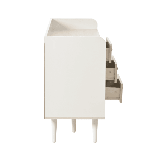 aparador 117,5 cm - Com três gavetas, elegante vetado, para quarto e sala - Branco