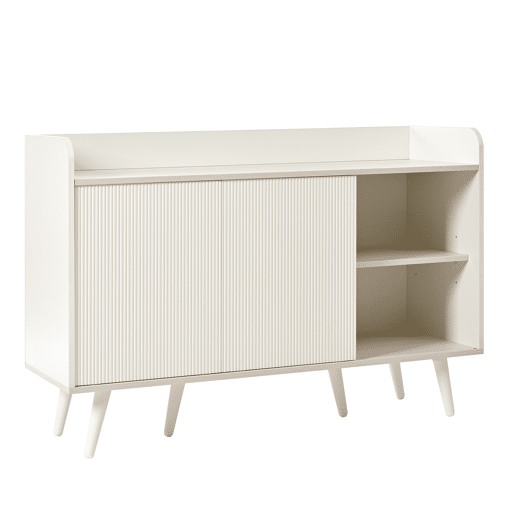 aparador 117,5 cm - Com três gavetas, elegante vetado, para quarto e sala - Branco
