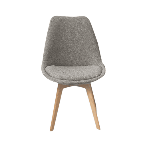 Cadeira escandinava de madeira e boucle texturizado, set de 4, Nils boucle, Cinza Claro, 49x55x81 cm