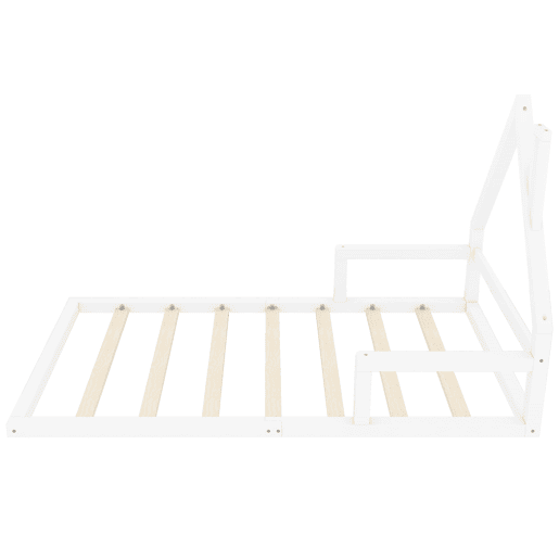 Cama infantil 90x200 cm - Cama plana em forma de casa, madeira maciça de pinho, design simples - Branco